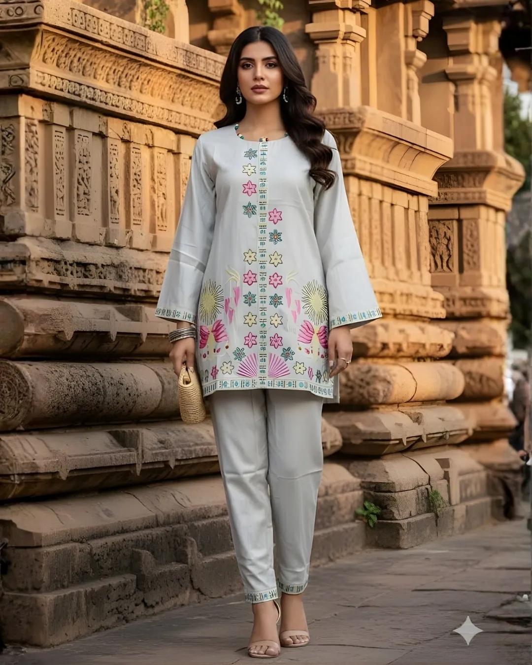 Grey Garden Embroidered Co-Ord Set