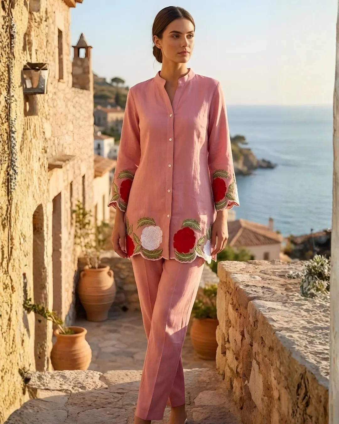 Embroidered Blush Pink Co-Ord Set